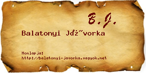Balatonyi Jávorka névjegykártya